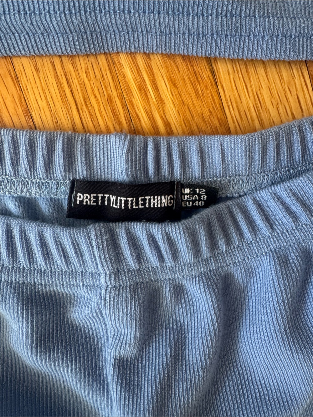 PrettyLittleThing Light Blue Ribbed Tank Top - Picture 3 of 3